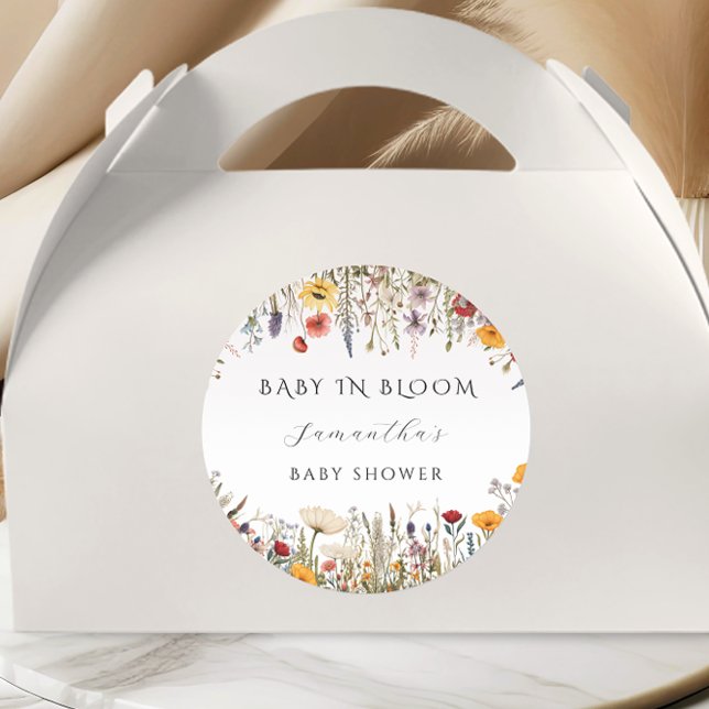 Adesivo Redondo Bebê Floral Branco doce em Chá de Sangue (Criador carregado)