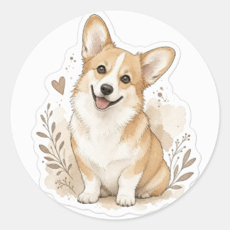 Adesivo Redondo Bebê fofinho: Corgi