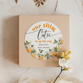 Adesivo Redondo Bebê fofo a caminho chá de bebê