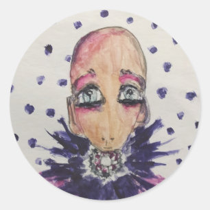 Adesivo Redondo Bebê glamouroso em violeta
