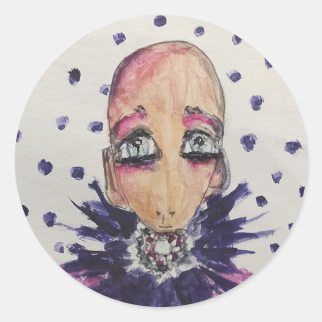 Adesivo Redondo Bebê glamouroso em violeta (Frente)