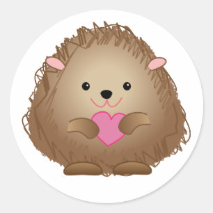 Adesivo Redondo Bebê Hedgehog com autocolantes cardíacos