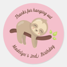 Adesivo Redondo Bebê Kawaii, bonitão, em árvore, no aniversário ro