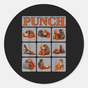 Adesivo Redondo Bebê macaco fofo chamado camisa de punch macaco pu