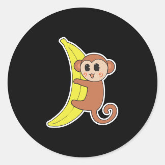 Adesivo Redondo bebe macaco fofo em banana
