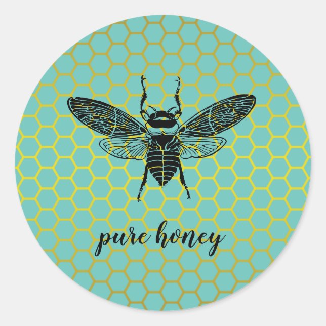 Adesivo Redondo Bebê-Mel Vende Dourada Apiarista (Frente)