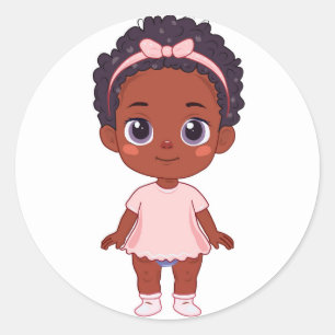 Adesivo Redondo Bebê menina afro-americana