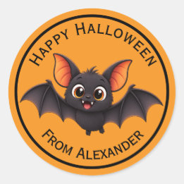 Adesivo Redondo Bebê Morcego Fofo Personalizado de Halloween