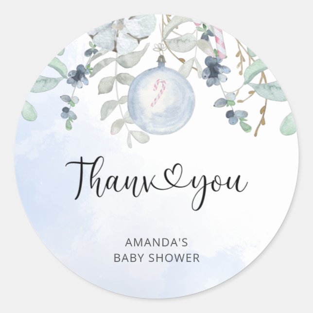 Adesivo Redondo Bebê Natal está frio lá fora (Frente)