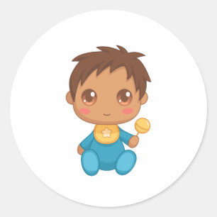 Adesivo Redondo Bebê-Ninho Azul