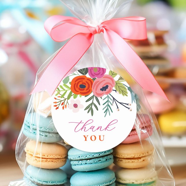 Adesivo Redondo Bebê no Bloom Bright Chá de fraldas Floral (Criador carregado)