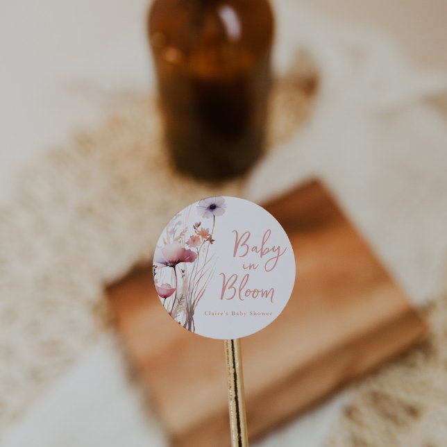 Adesivo Redondo Bebê no Bloom Chá de fraldas (Criador carregado)