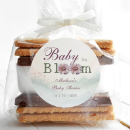 Adesivo Redondo Bebê no Bloom Gerber Daisies Chá de fraldas