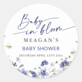 Adesivo Redondo Bebê No Bloomb Primavera Wildflower Chá de fraldas