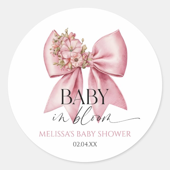Adesivo Redondo Bebê No Chá de fraldas De Arco Floral Rosa A Sangu