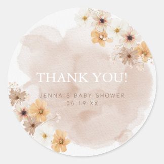 Adesivo Redondo Bebê no Chá de fraldas de Sangue Obrigado Sticker