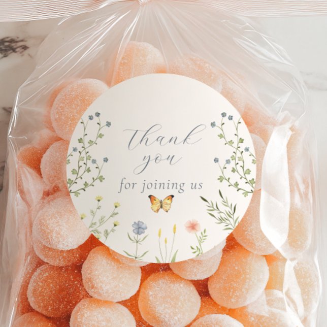 Adesivo Redondo Bebê no Chá de fraldas de Sangue Obrigado Stickers (Criador carregado)