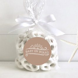 Adesivo Redondo Bebê no Conselho surfando Chá de fraldas neutro