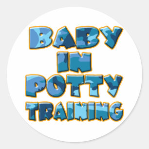 Adesivo Redondo Bebê no treinamento do Potty (azul)