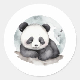 Adesivo Redondo Bebê-Panda De Cores Aquáticas Adoráveis