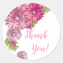 Adesivo Redondo Bebê Rosa Em Bloom Brunch Chá Obrigado