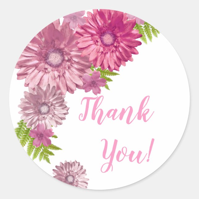 Adesivo Redondo Bebê Rosa Em Bloom Brunch Chá Obrigado (Frente)