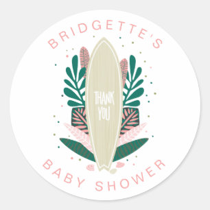 Adesivo Redondo Bebê Rosa No Conselho Obrigado Clássico Vinheta 