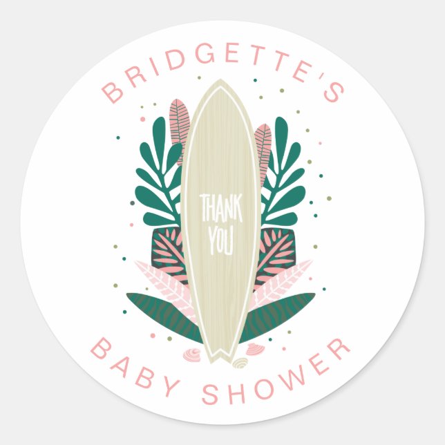 Adesivo Redondo Bebê Rosa No Conselho Obrigado Clássico Vinheta Re (Frente)