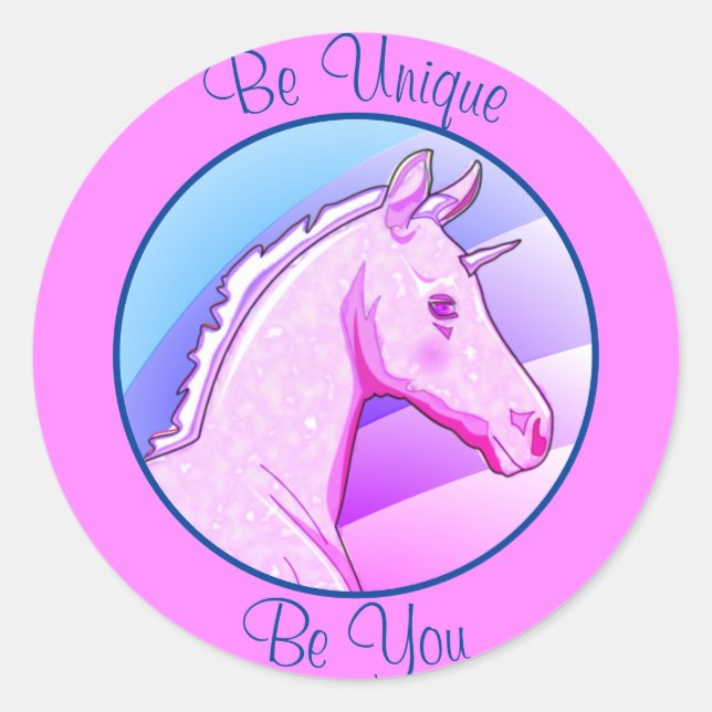Adesivo Redondo Bebê Rosa Palomino Unicórn (lite arco-íris) (Frente)