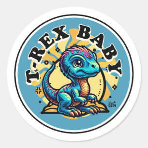 Adesivo Redondo Bebê T-Rex