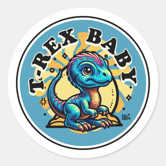 Adesivo Redondo Bebê T-Rex (Frente)
