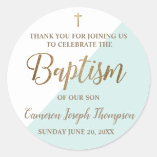 Adesivo Redondo Bebê teinto personalizado obrigado de batismo