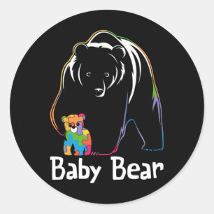 Adesivo Redondo Bebê Urso Autista Consciência Autismo Consciência