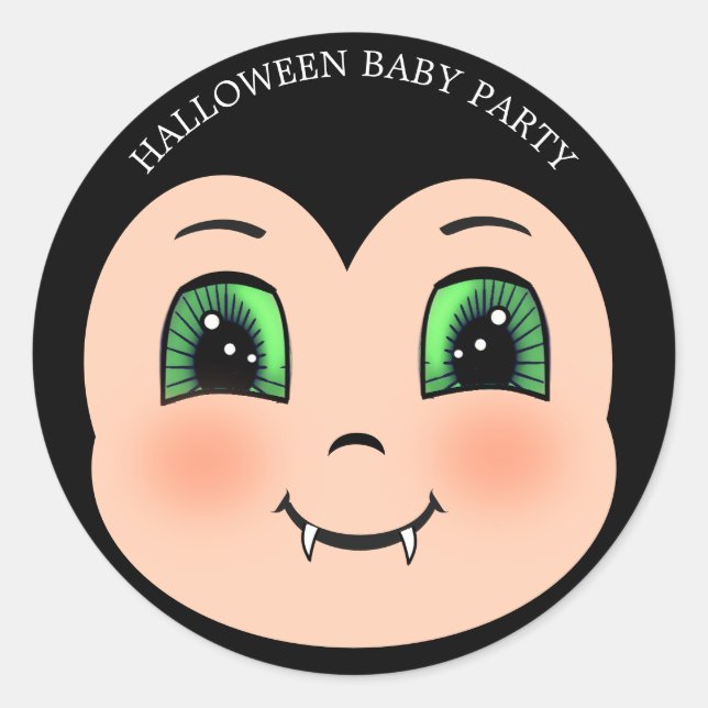 Adesivo Redondo bebê vampiro de Halloween (Frente)