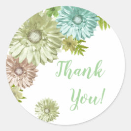 Adesivo Redondo Bebê Verde Em Bloom Brunch Chá Obrigado