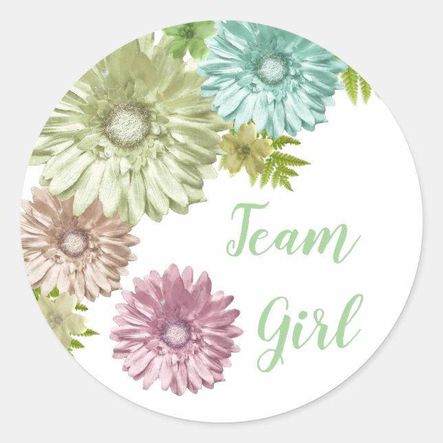 Adesivo Redondo Bebê Verde Em Bloom Brunch Chá Team Girl (Frente)