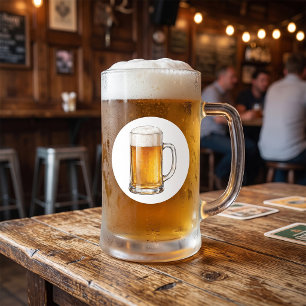 Adesivo Redondo Bebedor de Caneca de Cerveja Fria Espumante