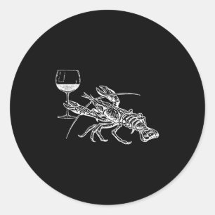 Adesivo Redondo Bebendo De Vinho De Lagosta Camisa Engraçada Cruis