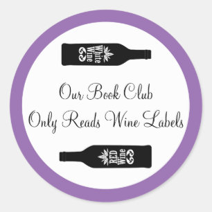 Adesivo Redondo bebendo de vinho do clube de livros engraçado