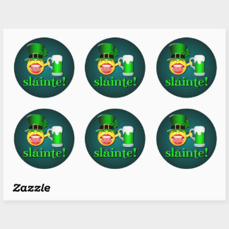 Adesivo Redondo Bebendo Engraçado Sláinte Emoji Beer
