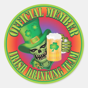 Adesivo Redondo Bebendo irlandês Equipe Skull.ai