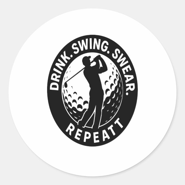 Adesivo Redondo Beber Golfe de Repetição de Suor Swing (Frente)