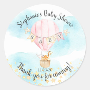 Adesivo Redondo Bebês Animais de Ar Quente Balão de Ar Favorito ao