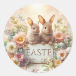 Adesivo Redondo Bebês de Páscoa Adoráveis