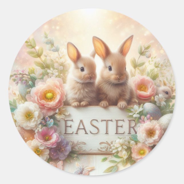 Adesivo Redondo Bebês de Páscoa Adoráveis (Frente)