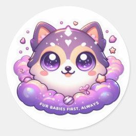 Adesivo Redondo Bebês De Peles Primeiro, Pet Lover Sticker Sempre 