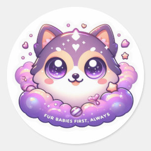 Adesivo Redondo Bebês De Peles Primeiro, Pet Lover Sticker Sempre