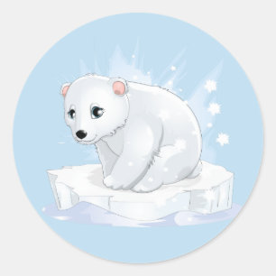 Adesivo Redondo Bebês de Urso Polar