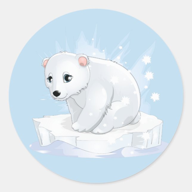 Adesivo Redondo Bebês de Urso Polar (Frente)