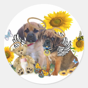 Adesivo Redondo Bebês do anjo de Puggle